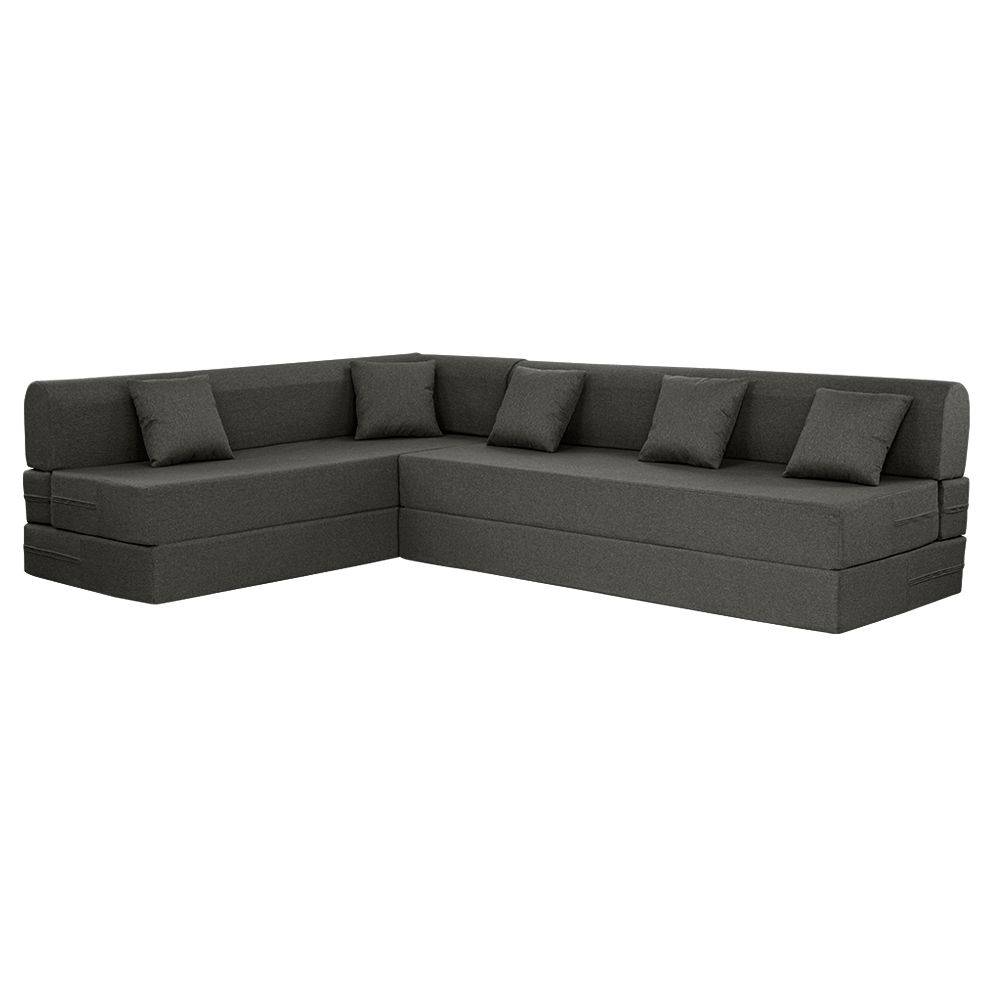 Flipper L - Shape Sofa Cum Bed 6 Seater (3 Seater + Left Aligned Chaise) - Omega Ash Grey