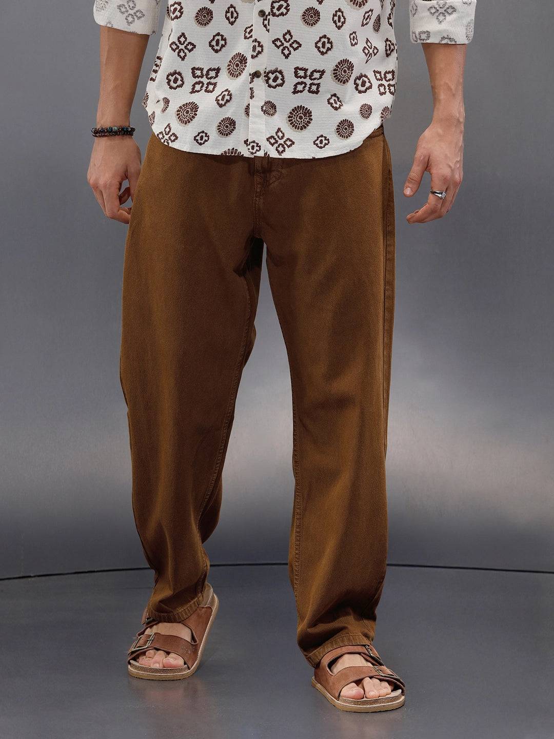 Men’s Loose Fit Washed Denim | Khaki