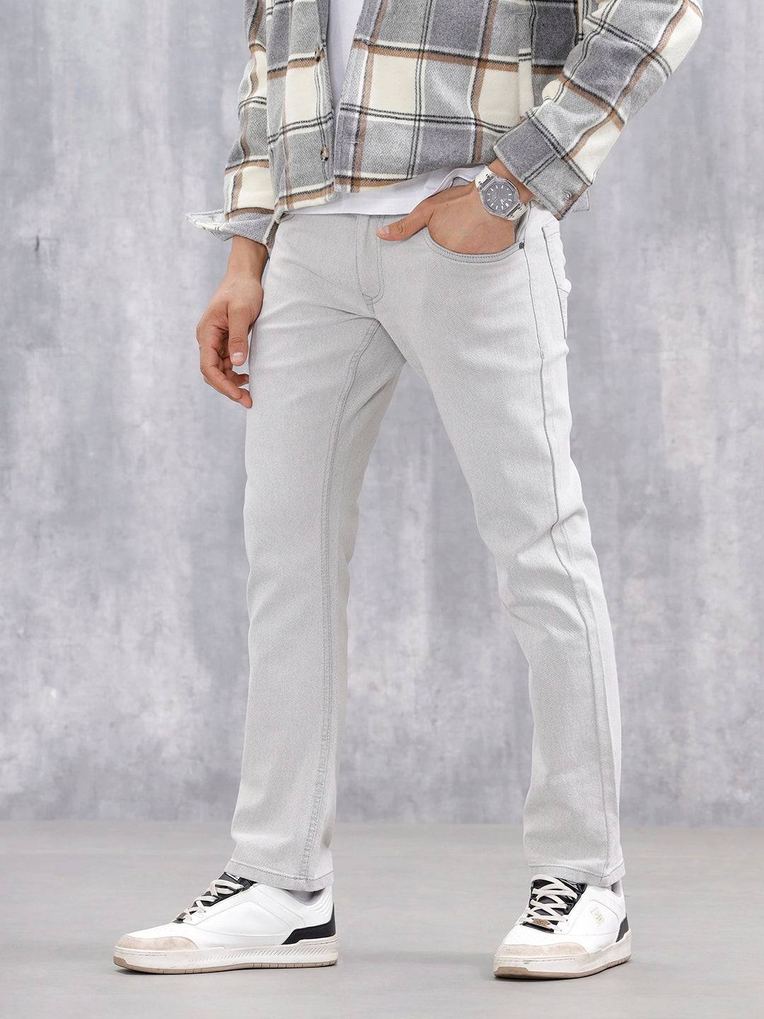 Classic Straight Fit Casual Jeans | Grey