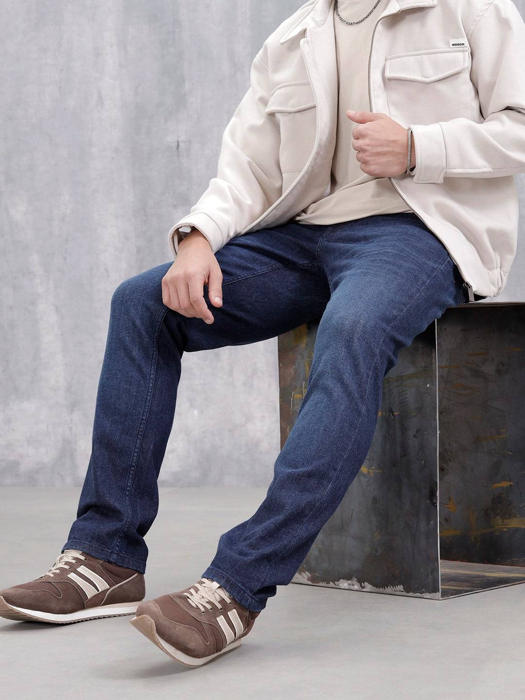 Men's Casual Straight Fit Jeans | Dark Stone