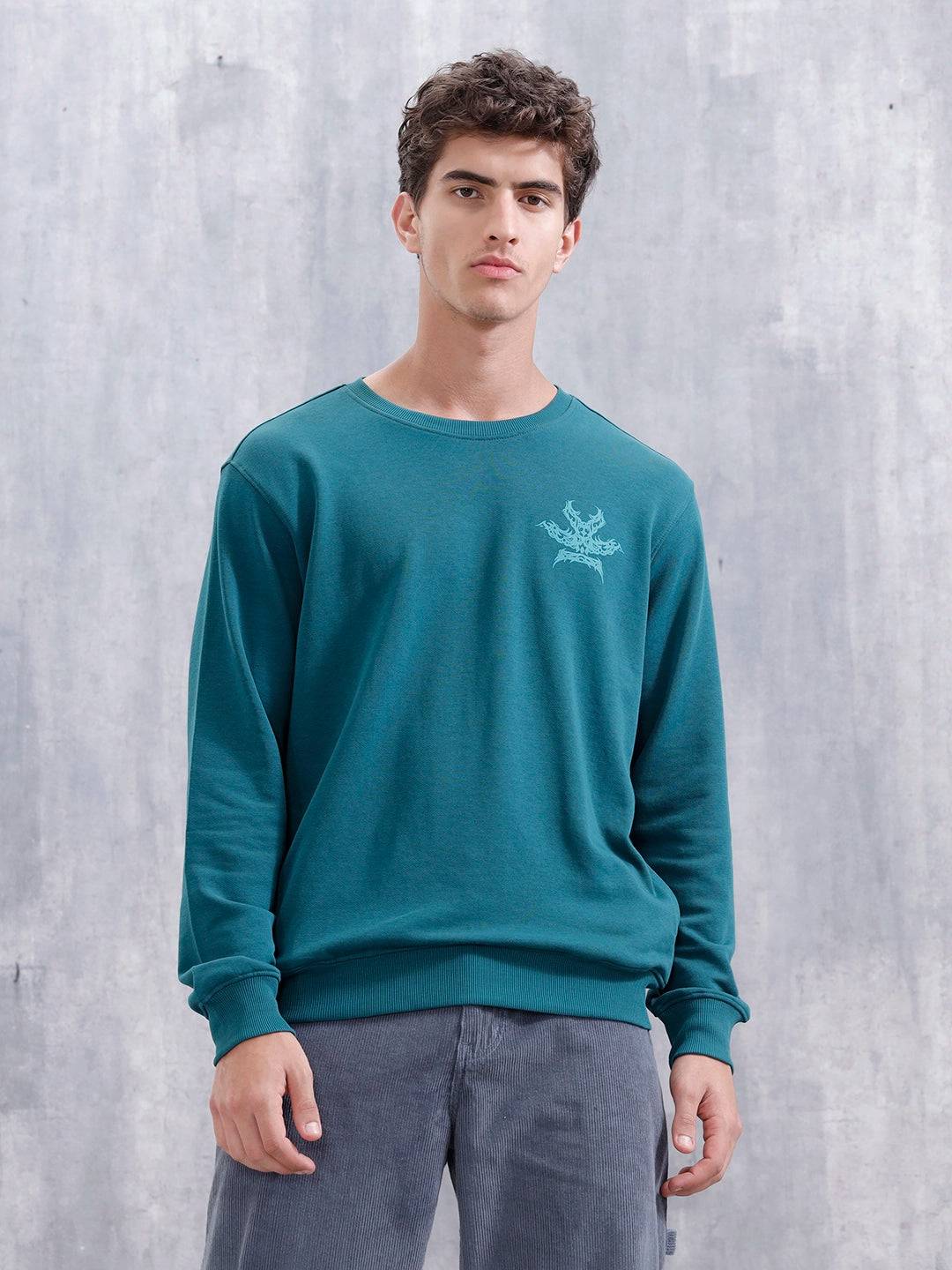 Loop Terry Cotton Brand Carrier Sweatshirt | Teal