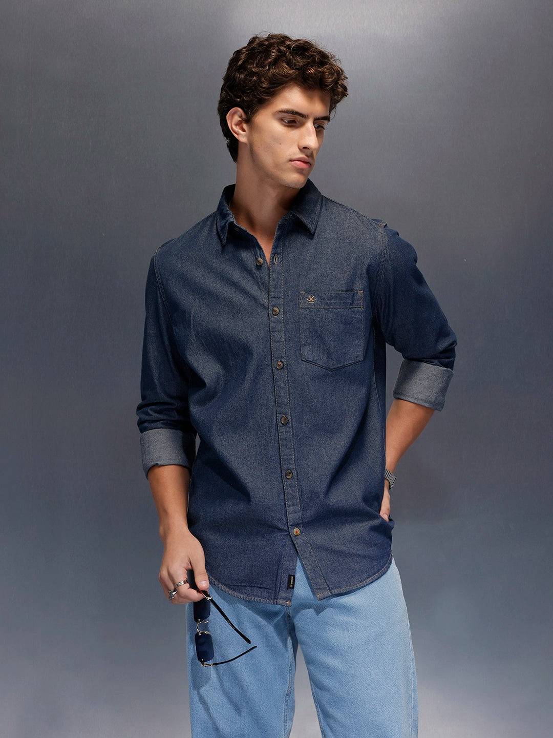Men's Slim Fit Denim Shirt  |  Blue
