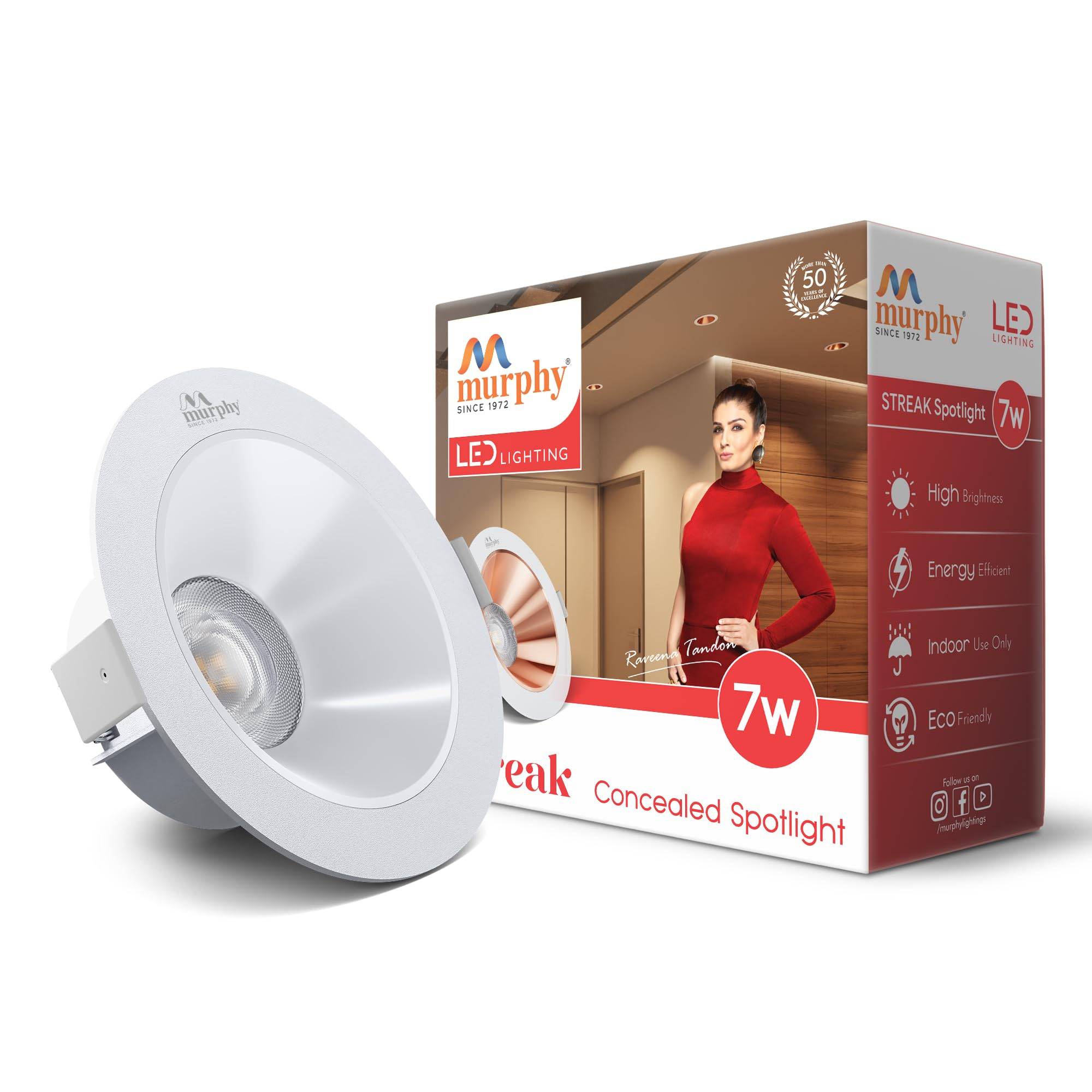 Murphy 7W Streak LED Down Light WH+White Finish Bulb Down Light