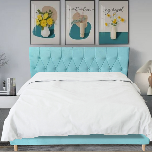 Nivasa Double Bed in Velvet Fabric