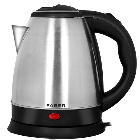 Faber FK 1.5 SS, 2200 Watts 1.5 Litres Stainless Steel Electric Kettle, Mirror polish SS Body (Black) Buy only at ₹799
