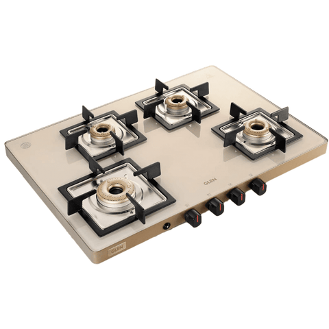 Glen Cooktop, 1035 4k Ultra SLIM APRICOT AI, 3 Burner 78 cm Manual Ignition Glass Top Brass Burners 1 High Flame +1 Big + 1 Small Gas Stove (Black) Buy at only ₹12999