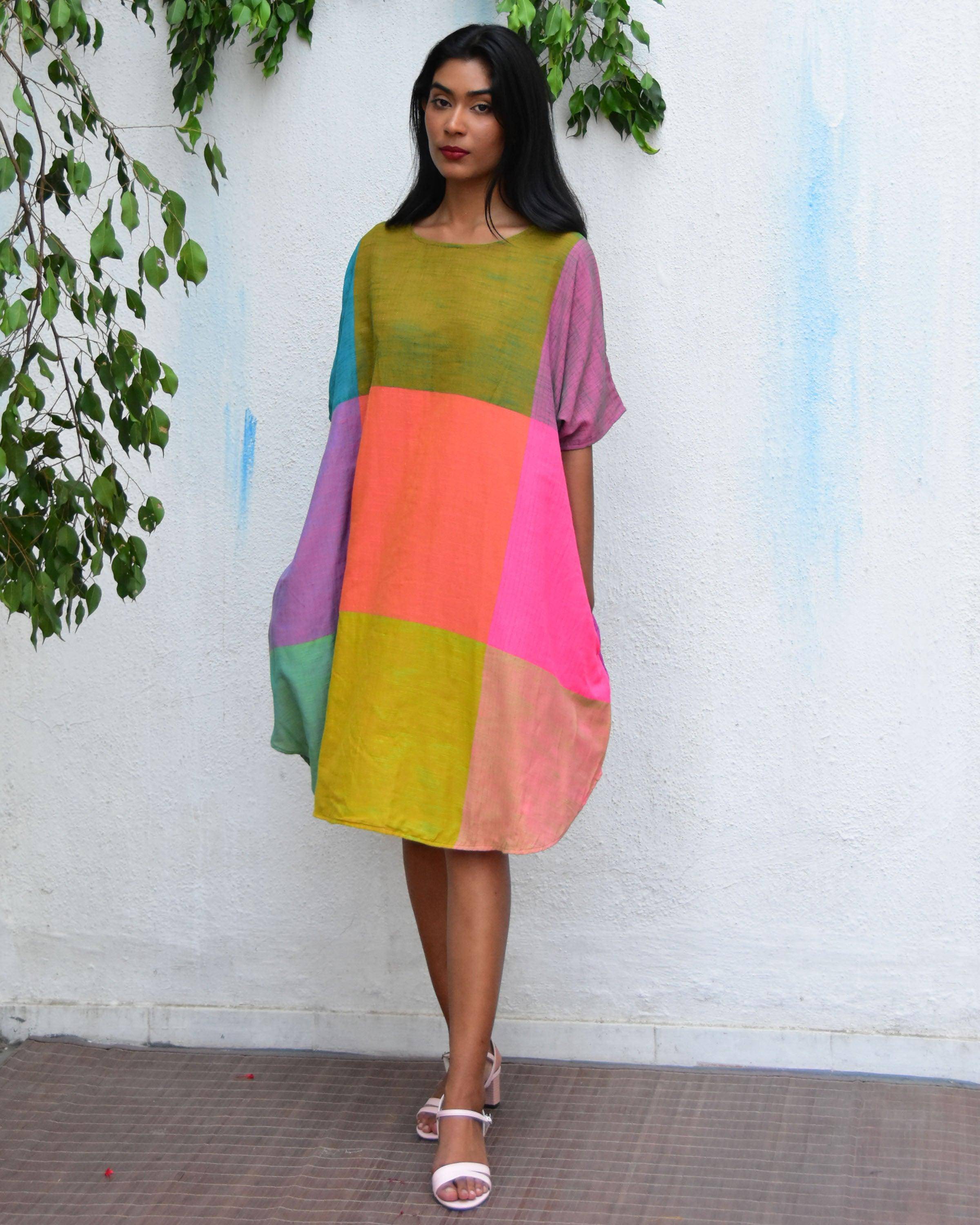 Tropical Tides Freesize Handwoven Cotton Dress - Rc