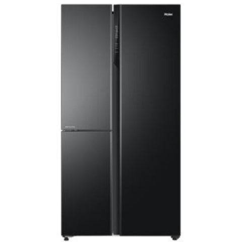 Haier 602 Ltrs 3 Star Inverter Frost Free Double Door Side by Side Refrigerator (HRS-683KGU1, Black) Buy only at ₹83990