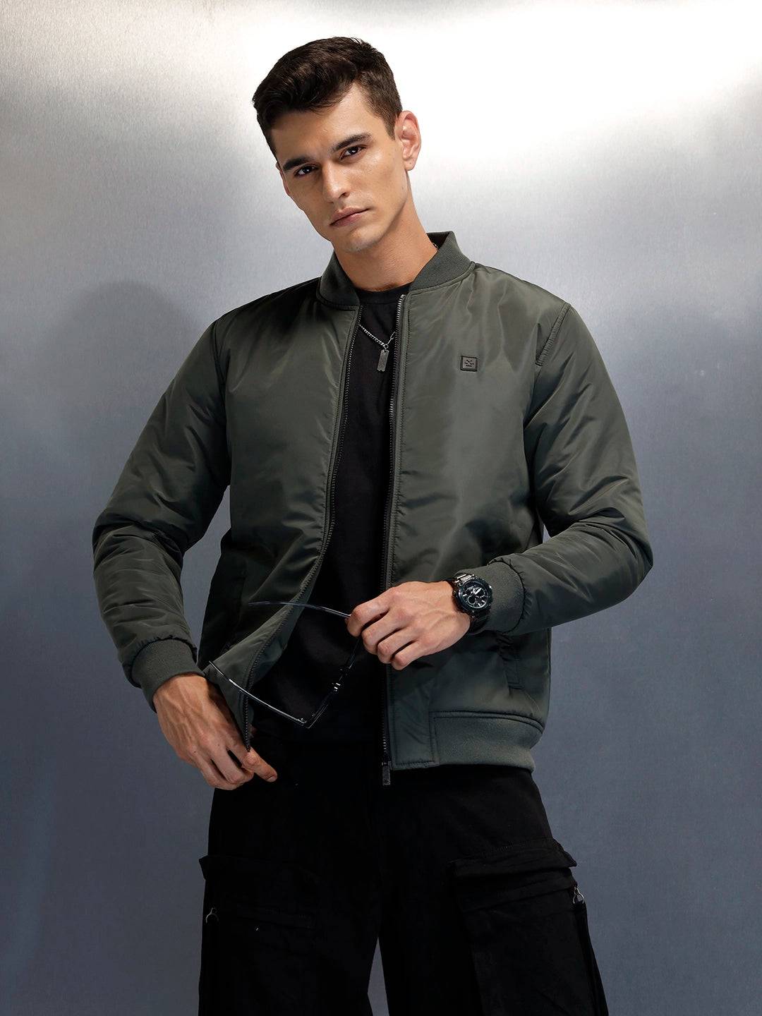 Men's causal regular fit bomber jacket | Olive