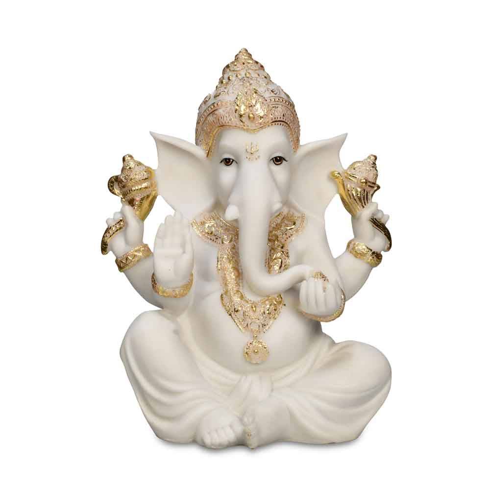 Ekdanata Polyresin Decorative Showpiece- White and Gold