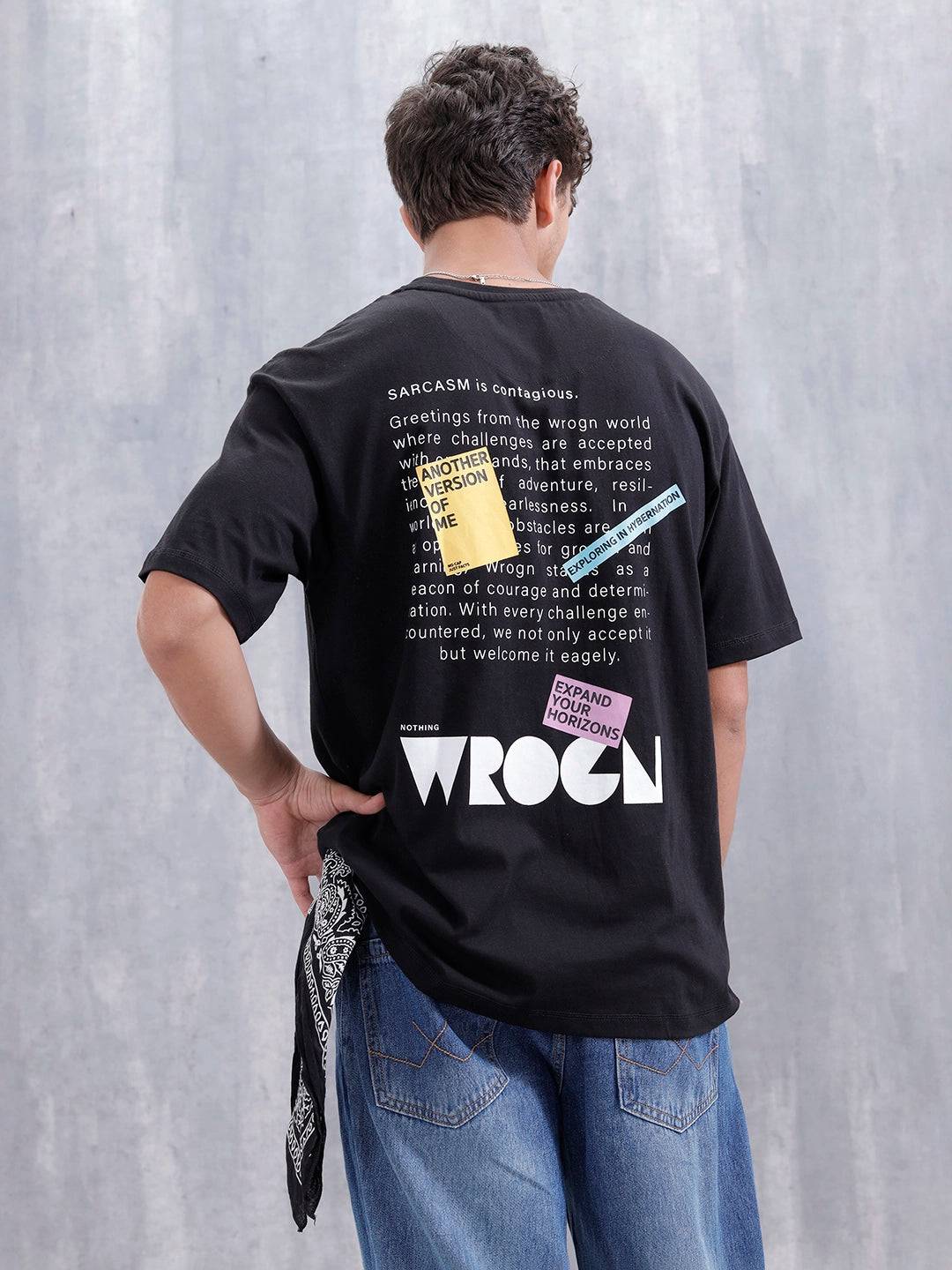 Men’S Casual Oversized Fit Graphic T-Shirt | Black