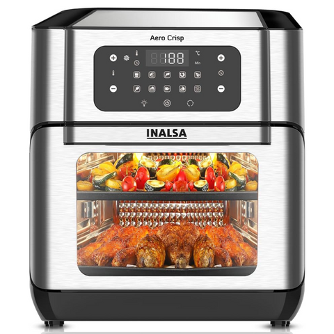 Inalsa Oven Aero Crisp, 1500 Watts 12 Litres Electric Air Fryer, 10 Preset Menu, 7-in-1 air fryer oven (Black & Silver) Buy at only ₹9120