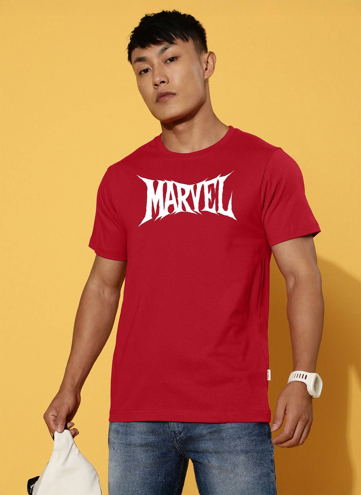Marvel Red Regular Fit Printed T-shirt