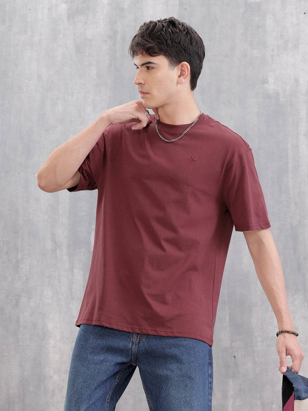 Solid Oversized T-Shirt | Maroon