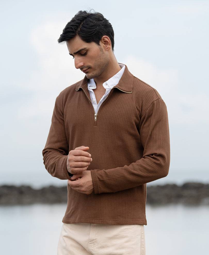 Espresso Brown Structured Polo T-Shirt Buy @ ₹1199