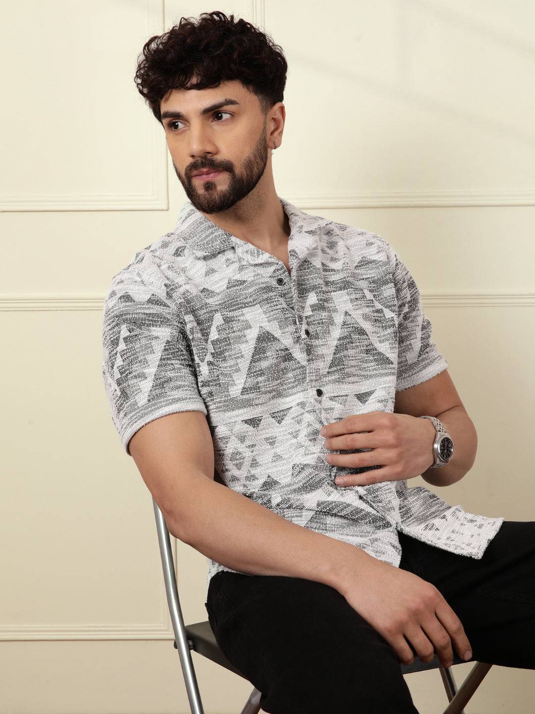 Textured Knit Shirt | Grey