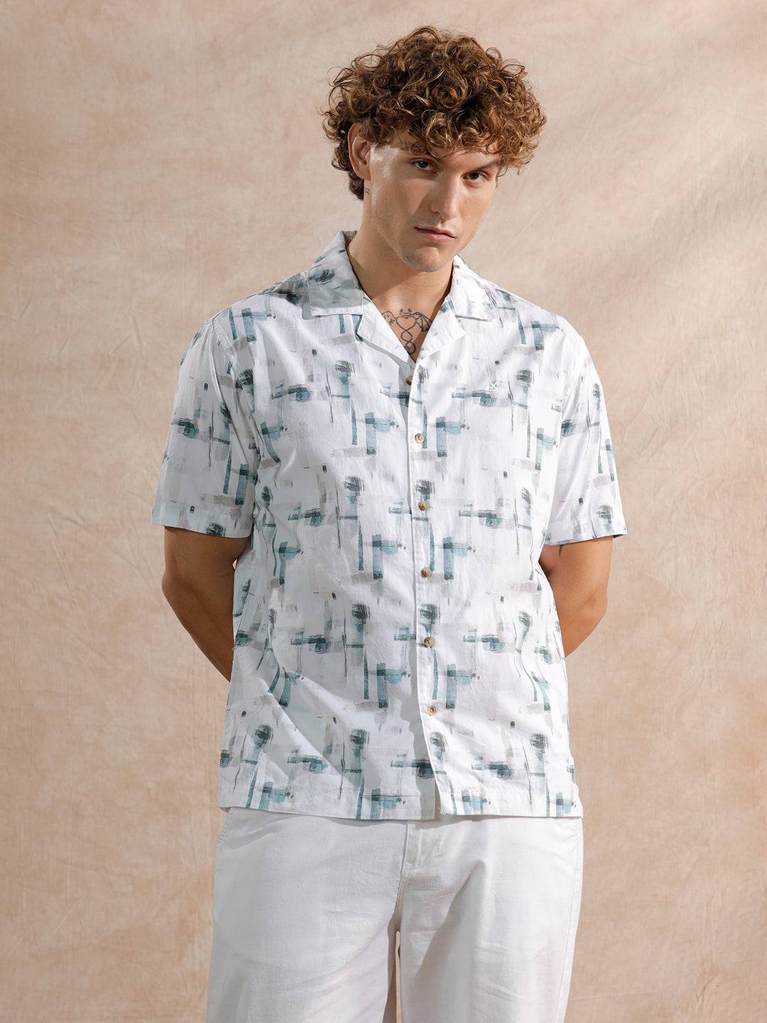 Abstract AOP Regular Fit Shirt | Off White