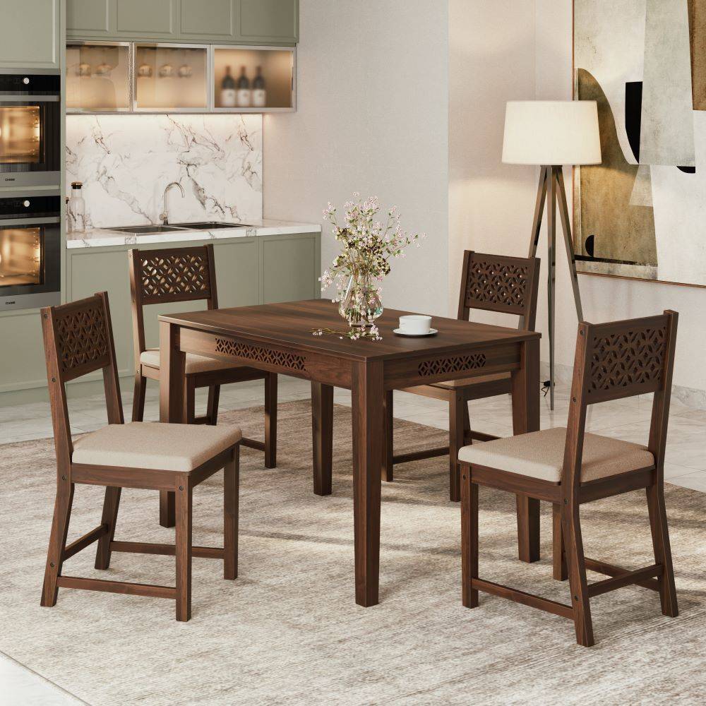 Fanila 4-seater sheesham wood dining set with four chairs