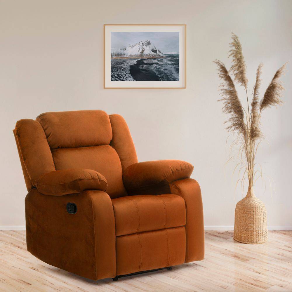 Swayback Recliner - 1 Seater - Velvet Amber