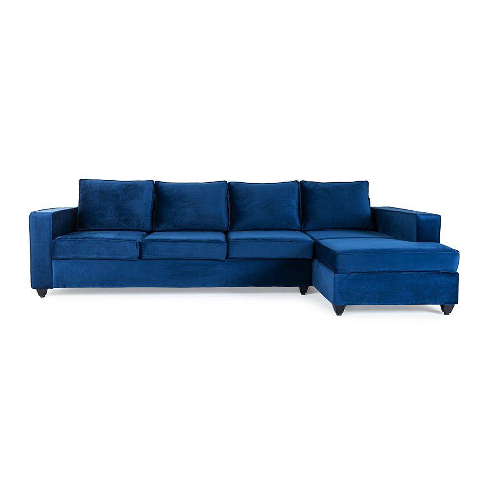 Napper L Shape Sofa Set (3 Seater + Right Aligned Chaise) - Velvet Blue