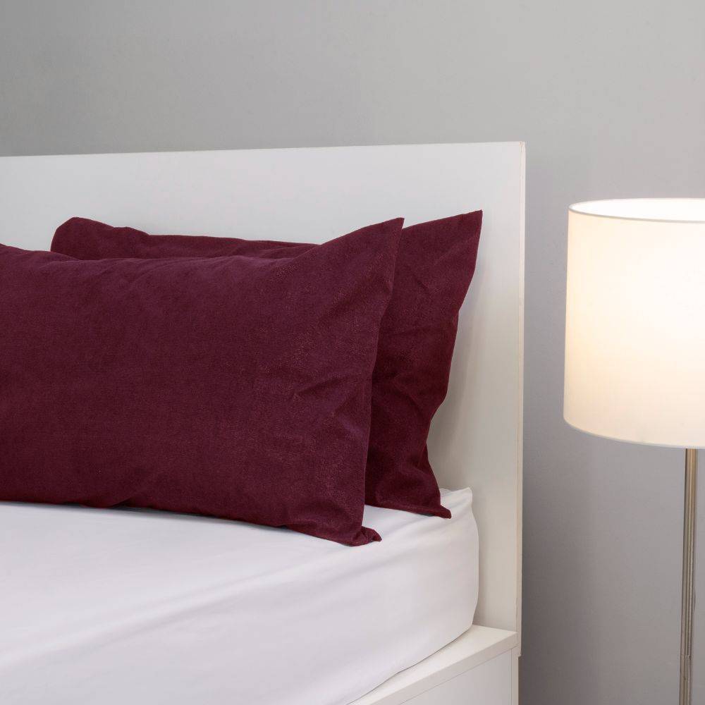 Waterproof Pillow Protector | 28x18 in | Terry Cotton Feel | Set of 2 | Beetroot | Zipper Closure | 200 GSM | Washable | Super Soft