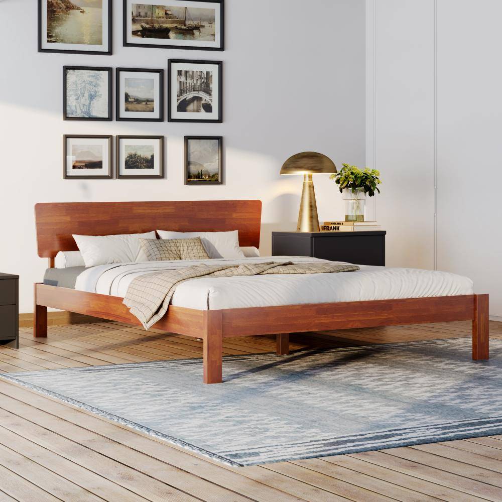 Swirl Solid Wood King Size Without Storage Bed (78x72 inch)