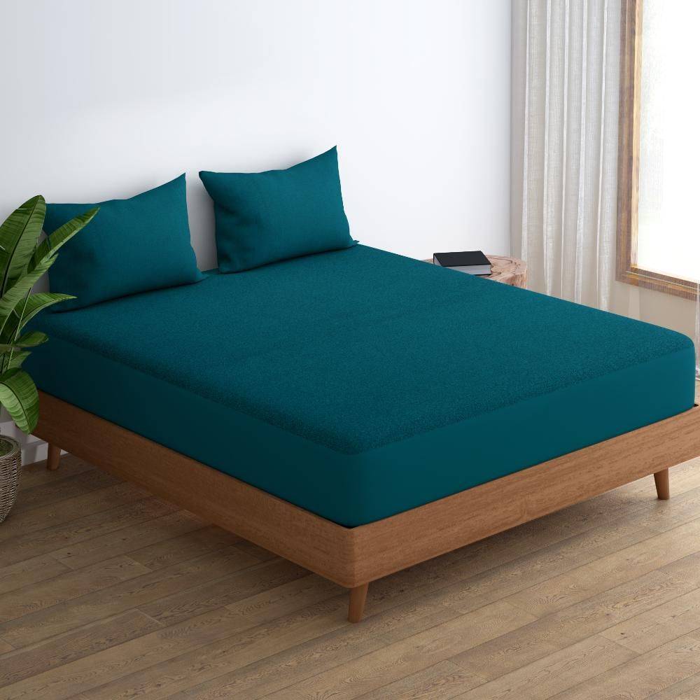 Water Proof Bamboo Terry Mattress Protector | Teal | Machine Washable | Super Soft (78x60 inch)