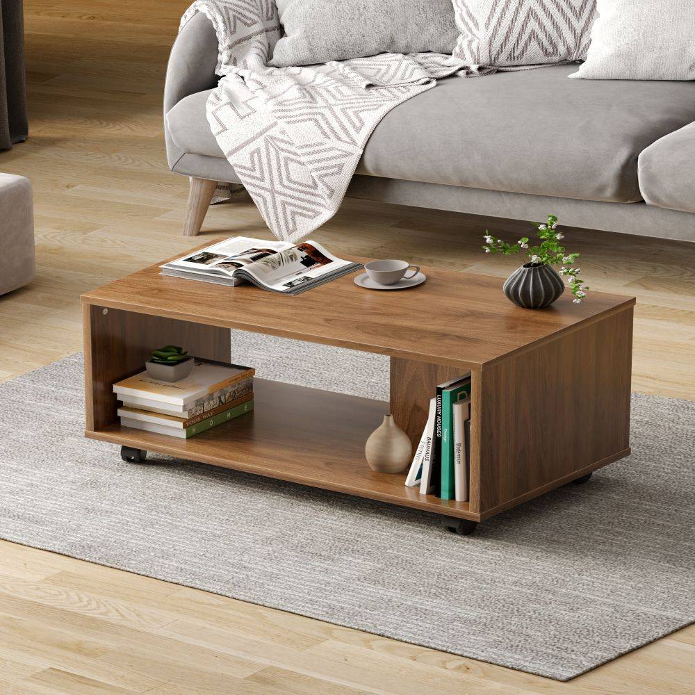 Leonis Coffee Table - Columbian Walnut Color, Engineered Wood