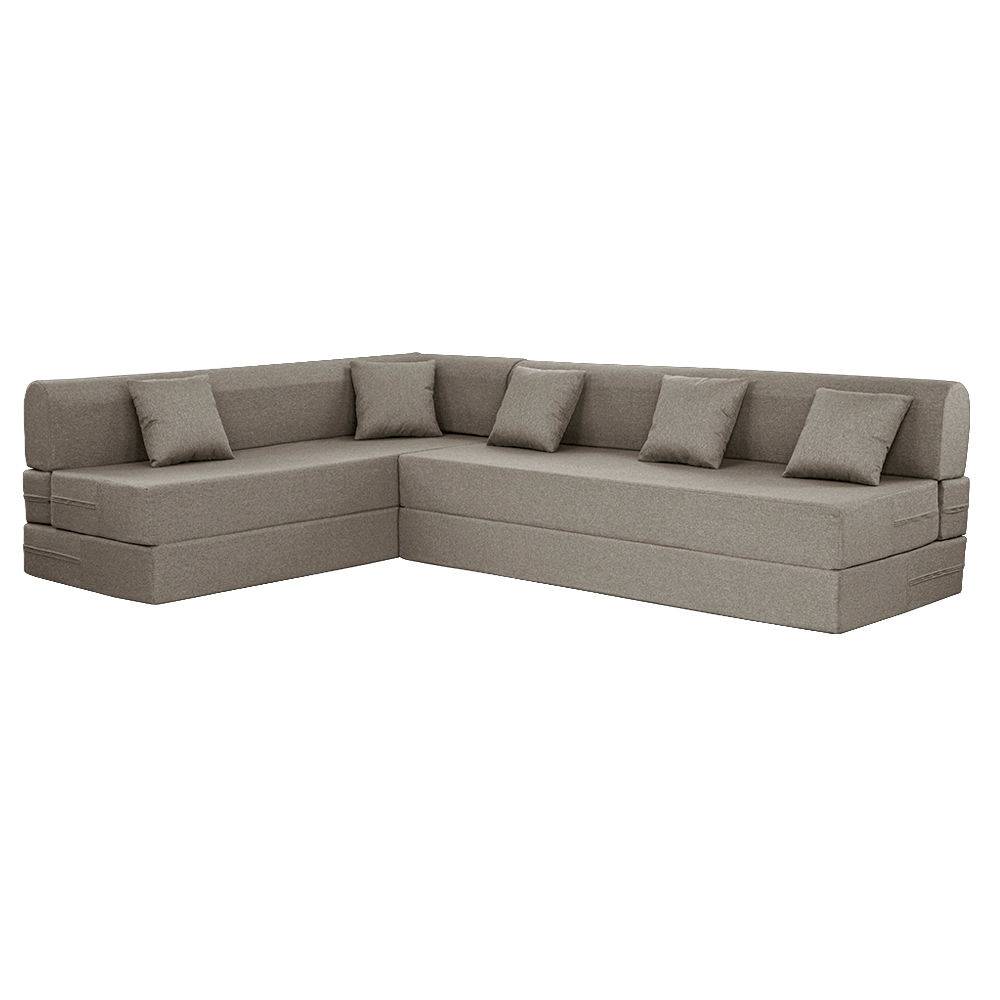 Flipper L - Shape Sofa Cum Bed 6 Seater (3 Seater + Left Aligned Chaise) - Omega Pearl