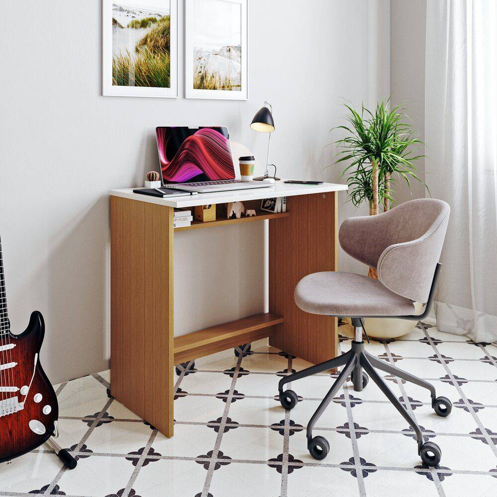 Cabrera Study Table - Urban Teak and White