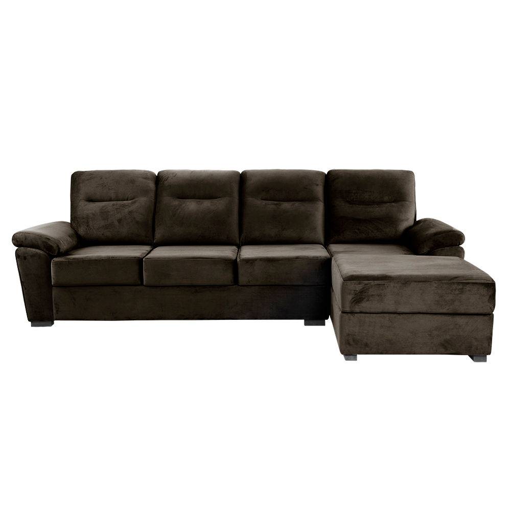 Lounger L - Shape Sofa Set (3 Seater + Right Aligned Chaise) - Velvet Stone
