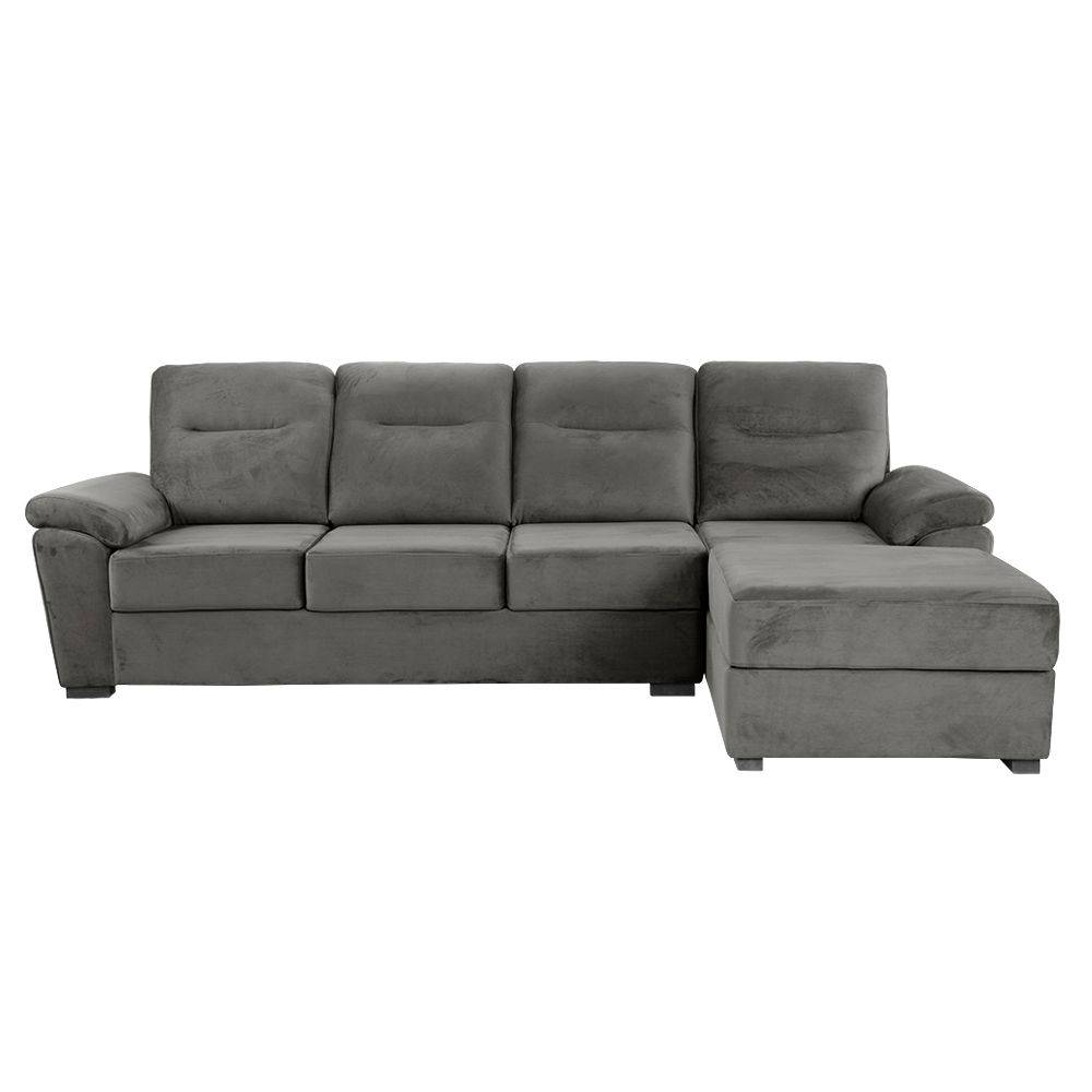 Lounger L - Shape Sofa Set (3 Seater + Right Aligned Chaise) - Velvet TuscanTan