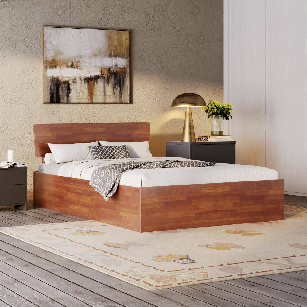 Swirl Solid Wood Queen Size Wth Storage Bed (78x60 inch)