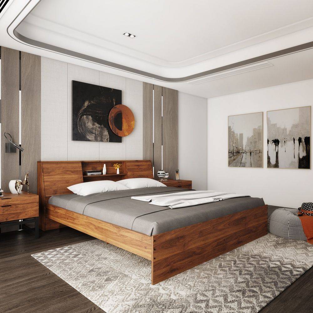 Orion Engineered Wood King Size Non Storage Bed (78x72 inch)