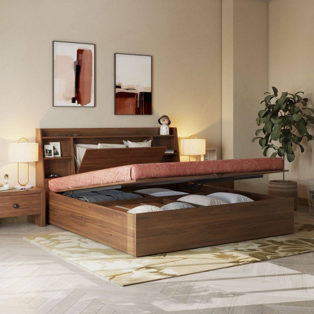 Venus King Storage Engineered Wood Bed with Hydraulic Mechanism (78x72 inch)