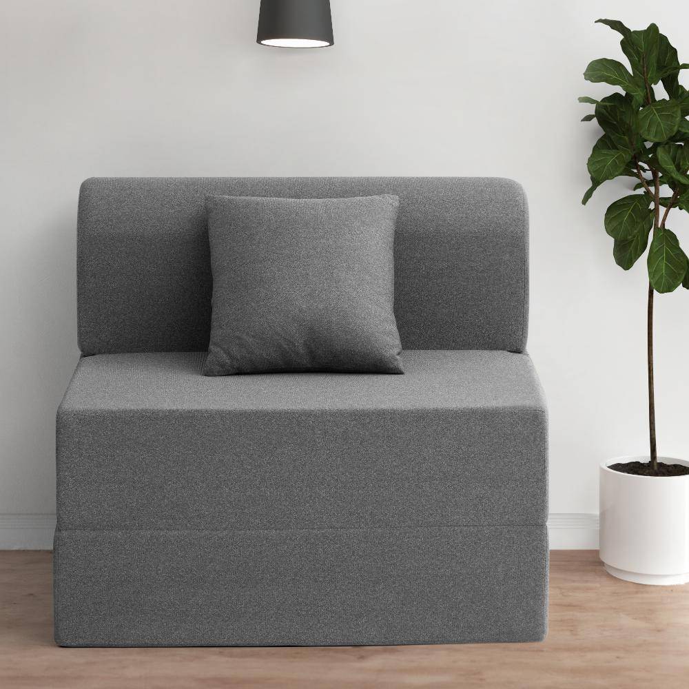 Flipper Sofa Cum Bed - One Seater (6'x2.5') Feet- WarpKnit Grey