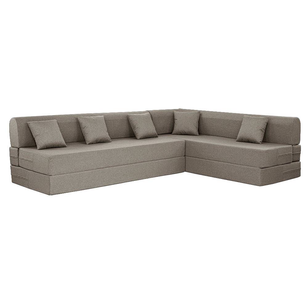 Flipper L - Shape Sofa Cum Bed 6 Seater (3 Seater + Right Aligned Chaise) - Omega Pearl