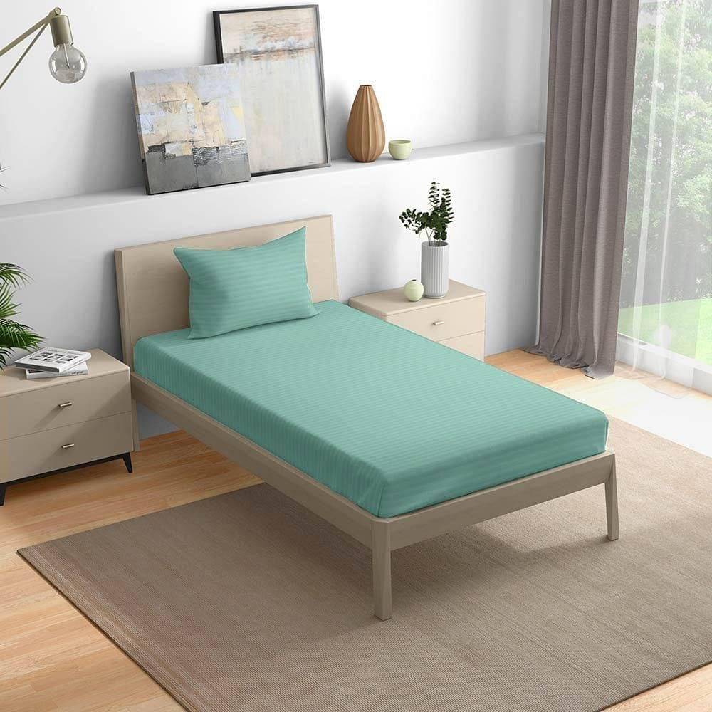 100% Cotton 215 TC Fitted Bedsheet With 1 Pillow Cover | Aquifer (72x30 inch)