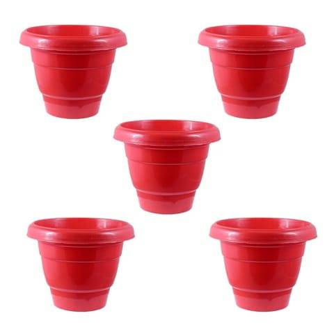 Set of 05 - 10 Inch Terracotta Red Classy Plastic Pot