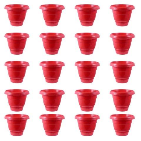 Set of 20 - 8 Inch Terracotta Red Classy Plastic Pot