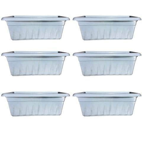 Set of 06 - 17 Inch Grey Premium Supreme Window Plastic Planter
