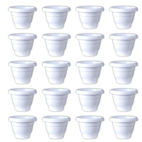 Set of 20 - 12 Inch White Classy Plastic Pot
