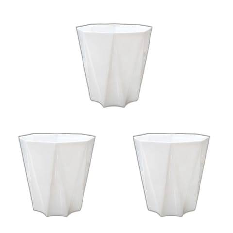 Set of 3 - 4 Inch White Premium Diamanti Plastic Pot