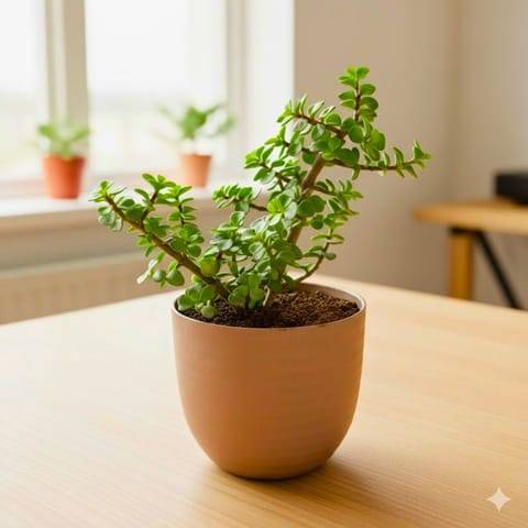 Jade in 4 Inch Mocha Avora Premium Plastic Planter