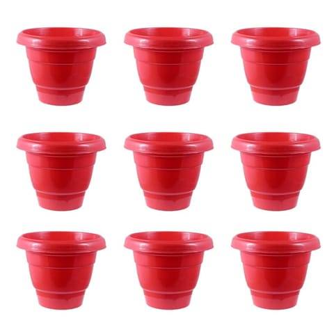 Set of 09 - 10 Inch Terracotta Red Classy Plastic Pot