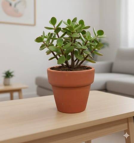 Jade in 3 inch Dhara Maati Pot - Natural Clay Classic Look