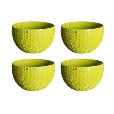Set of 04 - 7 X 4.5 Inch Green Premium Euro Plastic Hanging Basket