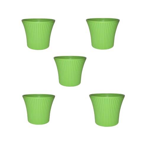 Set of 5 - 8 Inch Green Sunrise Plastic Pot