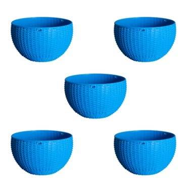 Set of 05 - 7 X 4.5 Inch Blue Premium Euro Plastic Hanging Basket