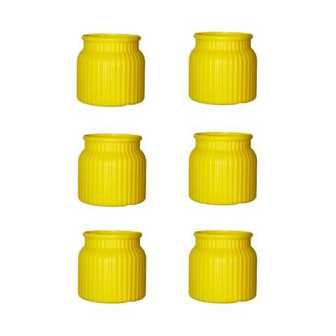 Set of 6 - 4 Inch Lemon Yellow Tesla Elvo Plastic Vase